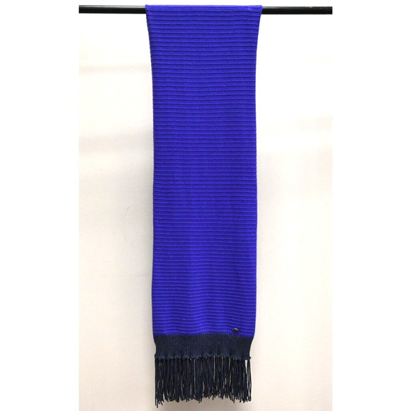 CHANEL Purple Gray Ribbed Knit Fringe Rectangle Scarf - Picture 2 of 14